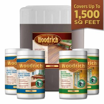 1500 SQ FT Hardwood Restoration Project Kit Woodrich Brand Wiping Stain EFC-38 Wood Cleaner Citralic Wood Brightener