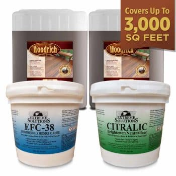 3000 SQ FT Hardwood Restoration Project Kit Woodrich Brand Wiping Stain EFC-38 Wood Cleaner Citralic Wood Brightener