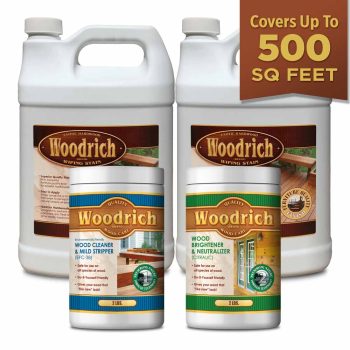 500 SQ FT Hardwood Restoration Project Kit Woodrich Brand Wiping Stain EFC-38 Wood Cleaner Citralic Wood Brightener