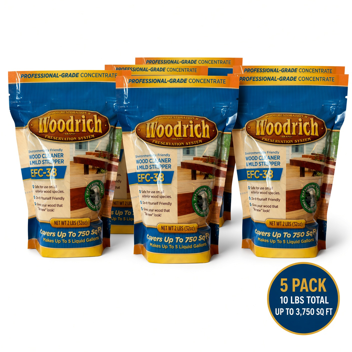 Woodrich EFC-38 Wood Cleaner & Mild Stripper 3750 sq ft – 10 lbs