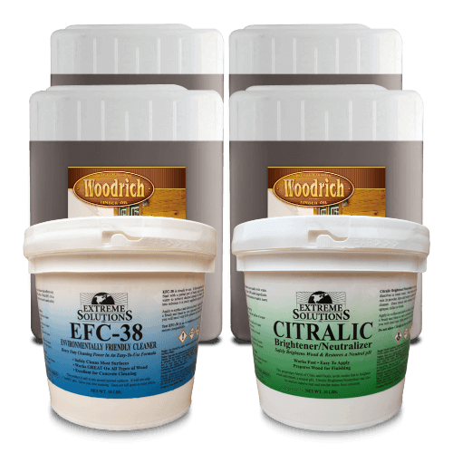 Woodrich Brand Timber Oil Deep Penetrating Wood Stain 3,000 sq ft kit with Wood Cleaner and Brightener