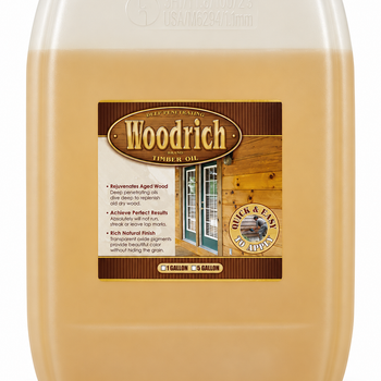 Woodrich Brand Timber Oil Deep Penetrating Wood Stain – Exterior Deck & Fence Stain (5 Gallons & 1 Gallon) Clear Advantage